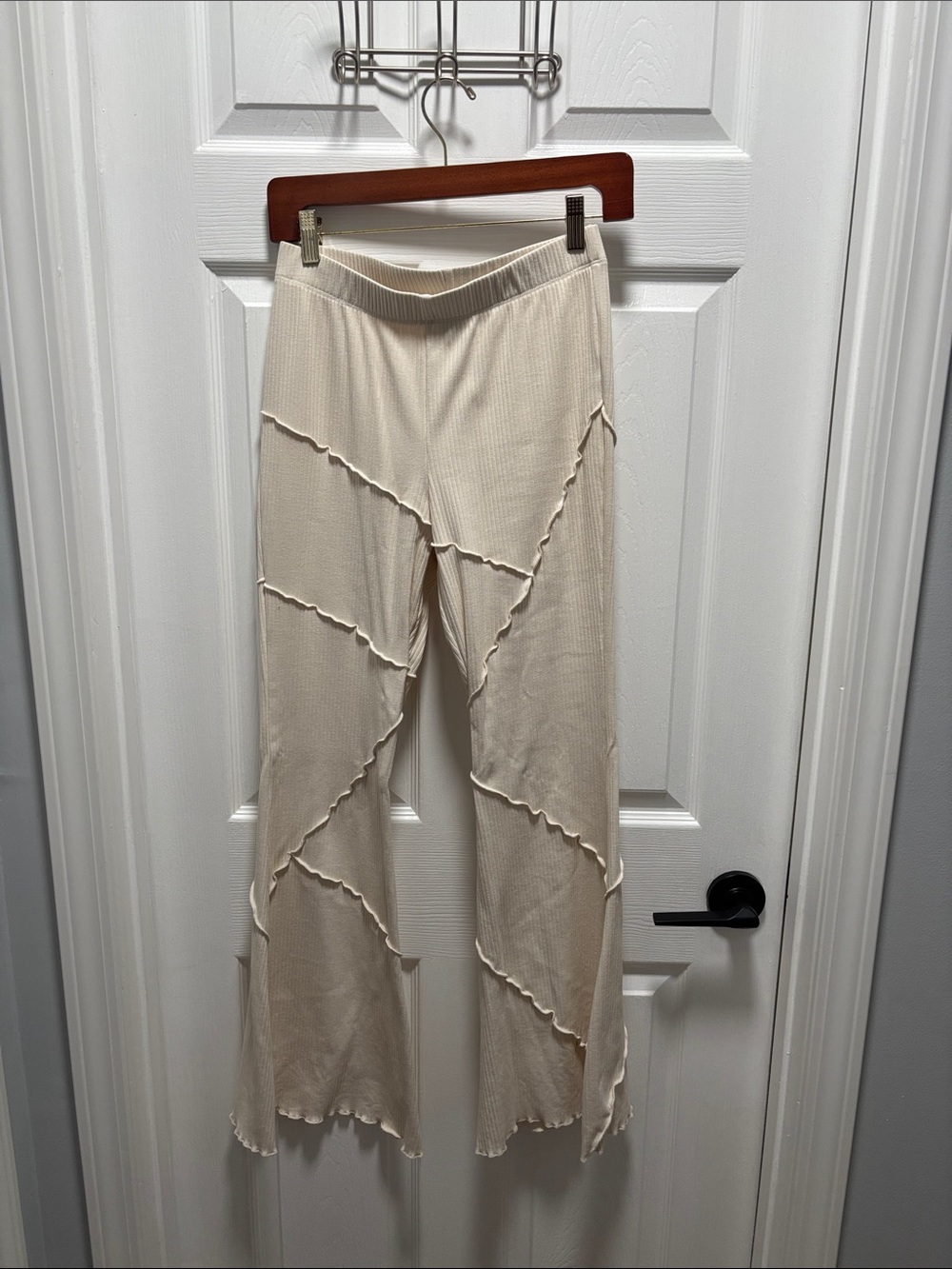 wild fable Cream Ruffle-Panel Wide Leg Pants